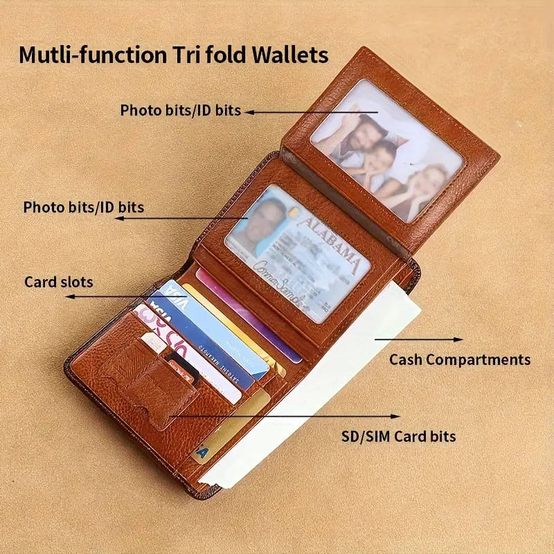 Men's Genuine Leather Wallet with RFID Blocking Protection