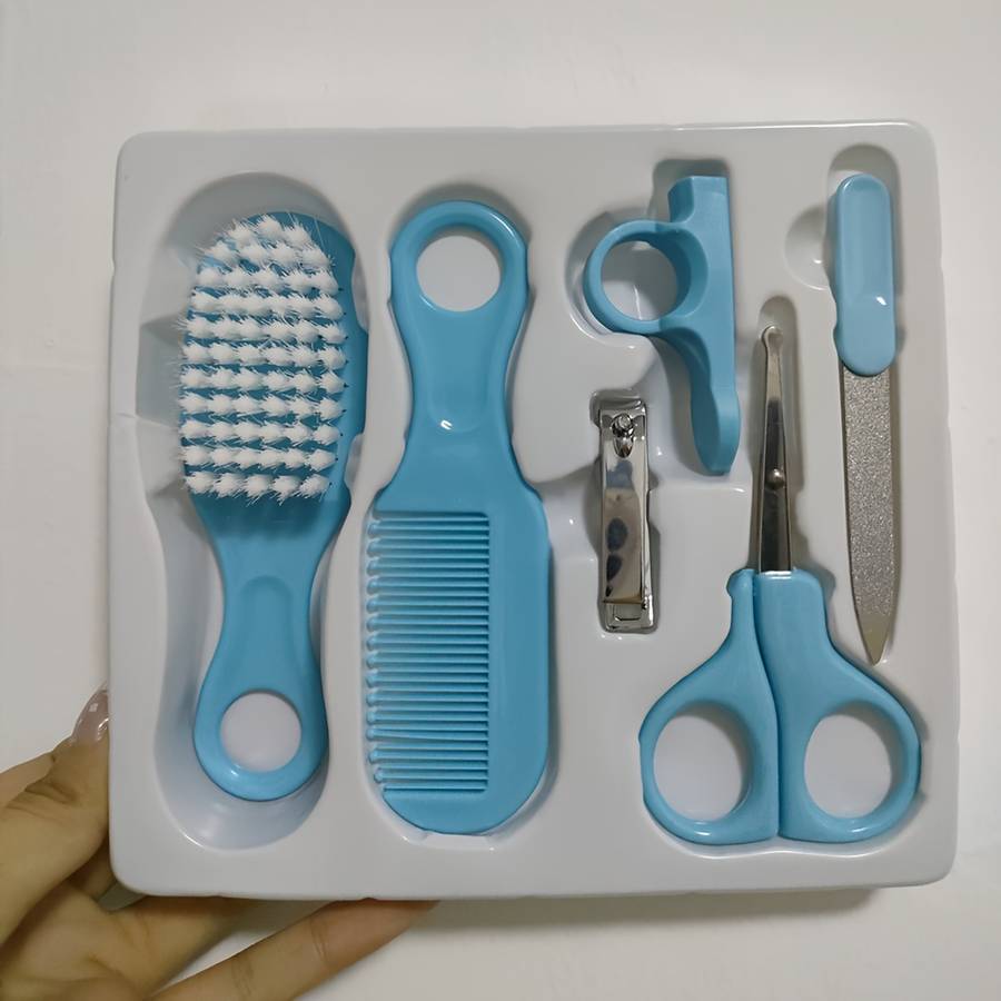 6pcs/set Comb Brush Nail Clipper Scissors Set Manicure Pedicure Tool Set