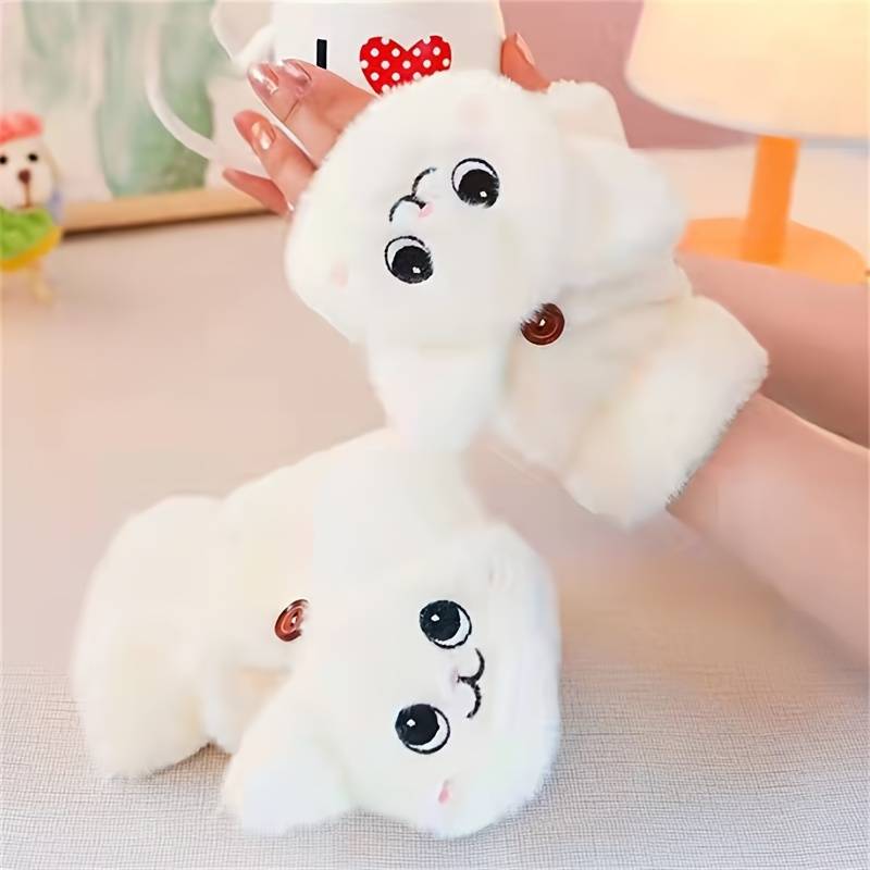 1 Pair White Warm Gloves
