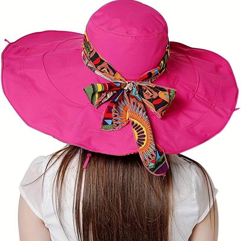1pc Stay Protected in Style: Women's Large Brim UV Protection Summer Sun Hat for Beach Vacation