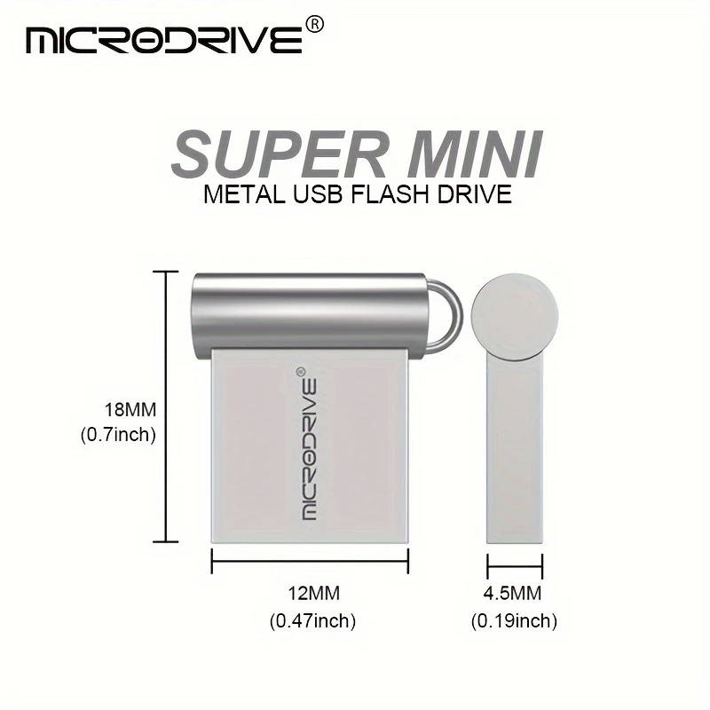 1pc Metal Mini USB 2.0 Flash Drives 64GB Perfect For Matching With Hanging Cords Keyrings