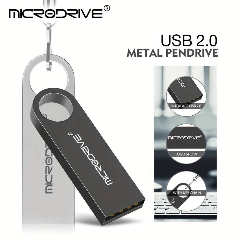 1pc High-Speed USB 2.0 Flash Drive 32GB Storage Options Portable USB Memory Stick with Key Ring