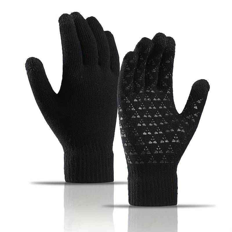 1 Pair Black And White Warm Gloves