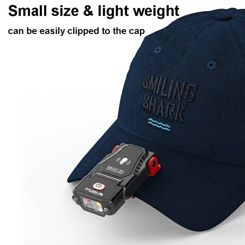 1pc of Smiling Shark 2-IN-1 LED Flashlight And Headlight, an Ultra-Bright Mini Hands-Free LED Clip-O