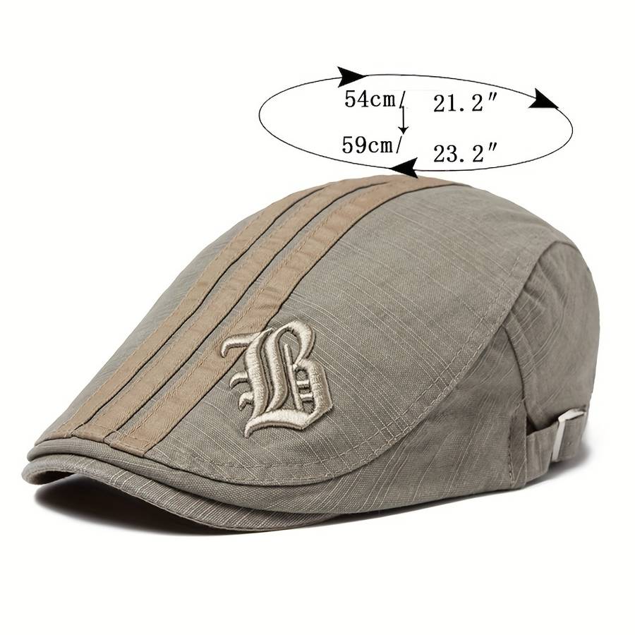 1pc Vintage Beret Hat Vintage Men's Embroidery Beret Spring Autumn Flat Cap Adjustable Visor Hat