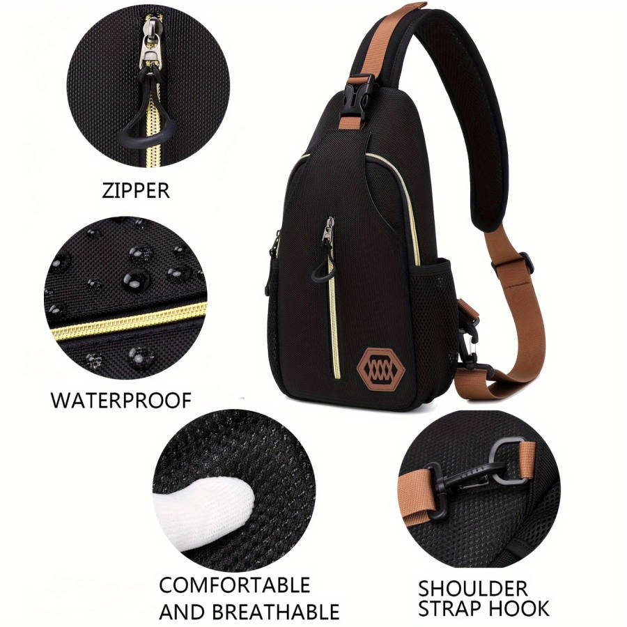 1pc Men'S Adjustable Crossbody Chest Bag Durable Sling Shoulder Bag with Multiple Compartments Ideal