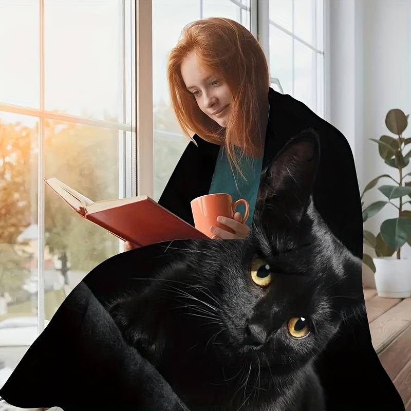 1ps Blanket Color Black Cat size 130x150cm