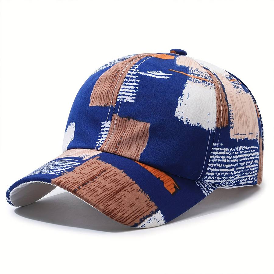 Color Block Graffiti Baseball Cap Trendy Printed Unisex Sports Hat Lightweight Adjustable Dad H