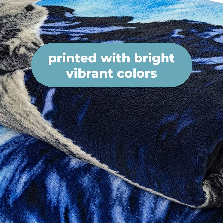 1ps Blanket Color Howling Wolf size 152.4cm X 203.2cm