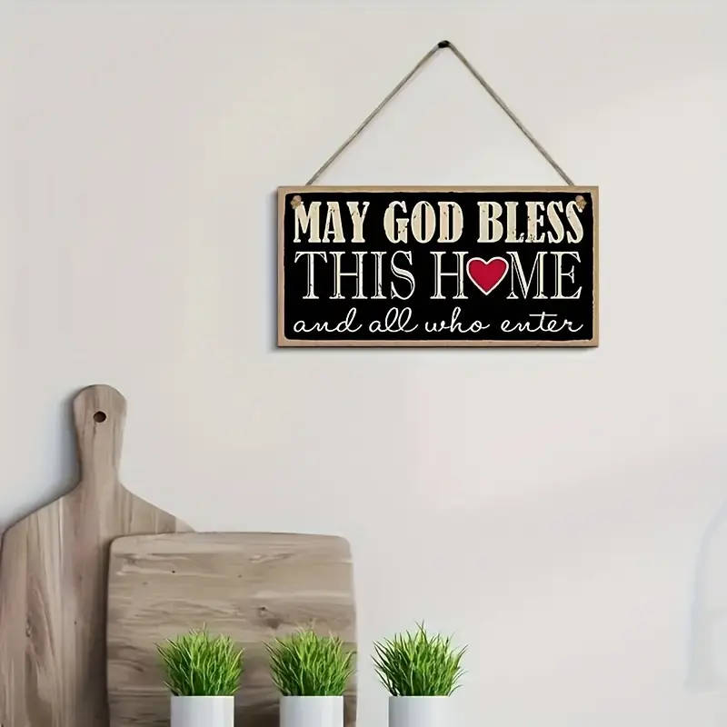 1pc May God Bless This Home And All Who Enter Original Wooden Sign Amen Welcome Sign Wall Art Decora