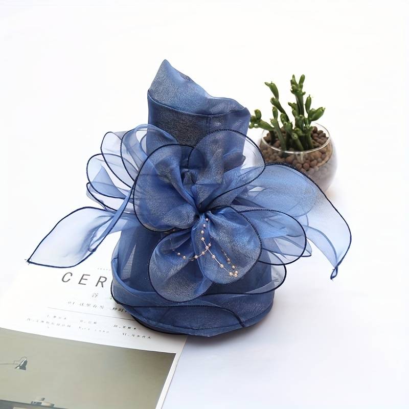 1pc Event Headwear Elegant Black Organza Sun Hat for Women with Vintage Floral Design Breathabl