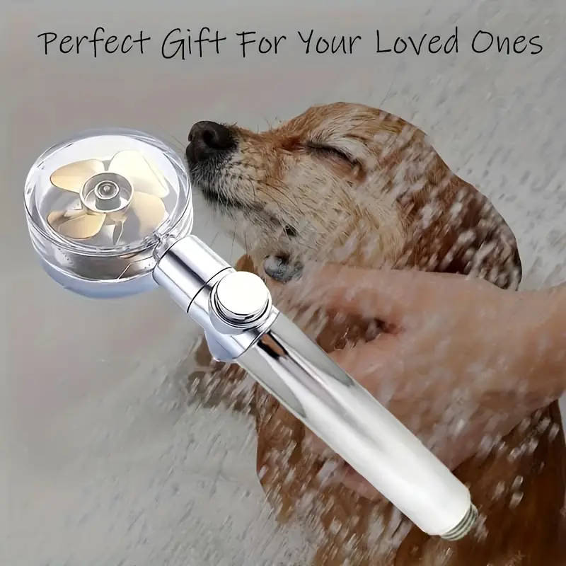Shower Head Water Saving High Pressure Turbo Propeller Flow Showerhead With Fan Built-in Filter Rain