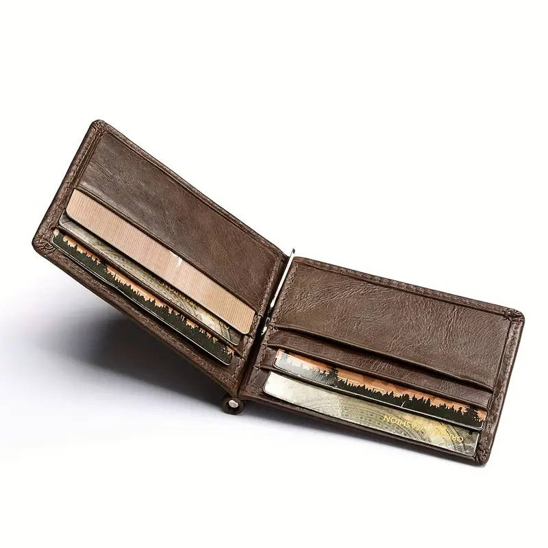 JEEP Men's Slim Genuine Leather Wallet, Ultra-Thin Money Clip