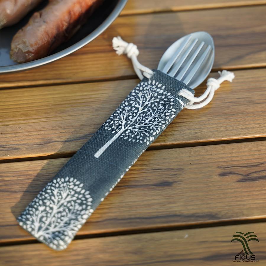 2-in-1 Folding Spork Stainless Steel Spoon Fork for Camping Hiking Backpacking Includes