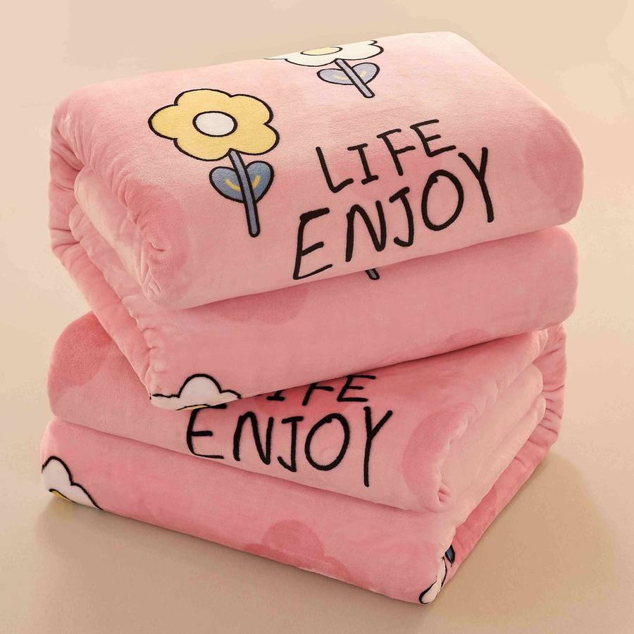 1ps Blanket Color Flowering Season   Pink size 200cmx230cm