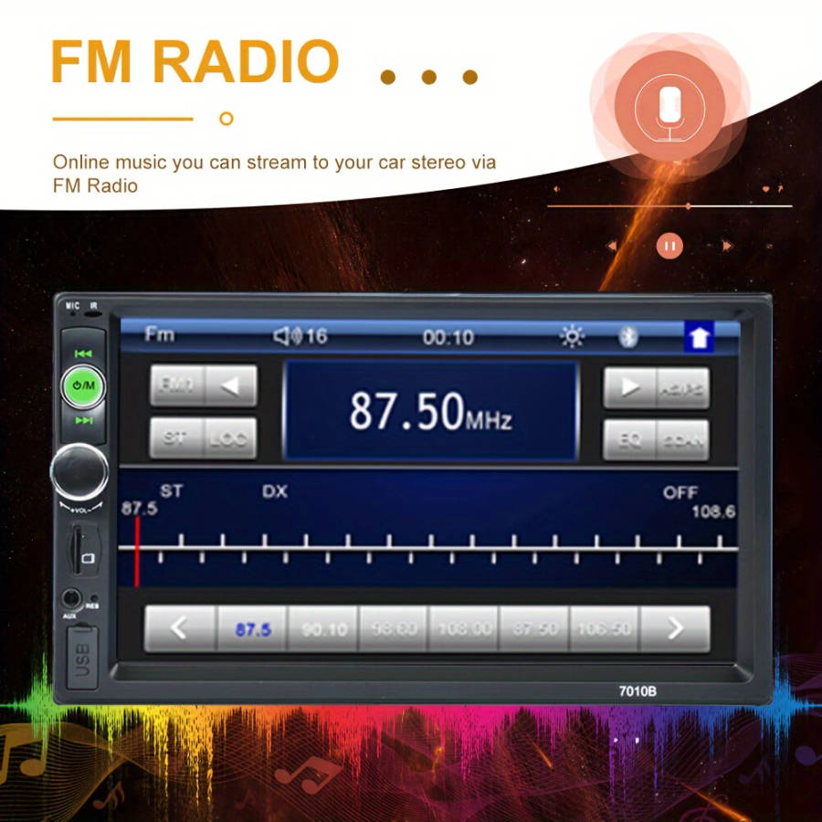 1pc 17.78 Cm HD Double Din Car Stereo Radio MP5 Player With Steering Wheel Remote Support Mirror