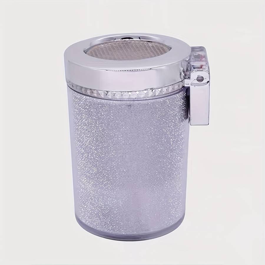 1pc Small Car Caravan Auto Ashtray With LED Light Mini Car Trash Can Portable Lid For Car Cup