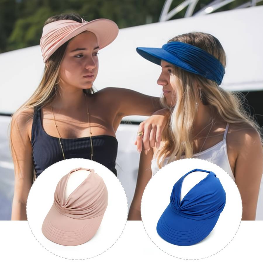 Sun Pleated Visor Hat Foldable Beach Picnic Hat with UV Protection
