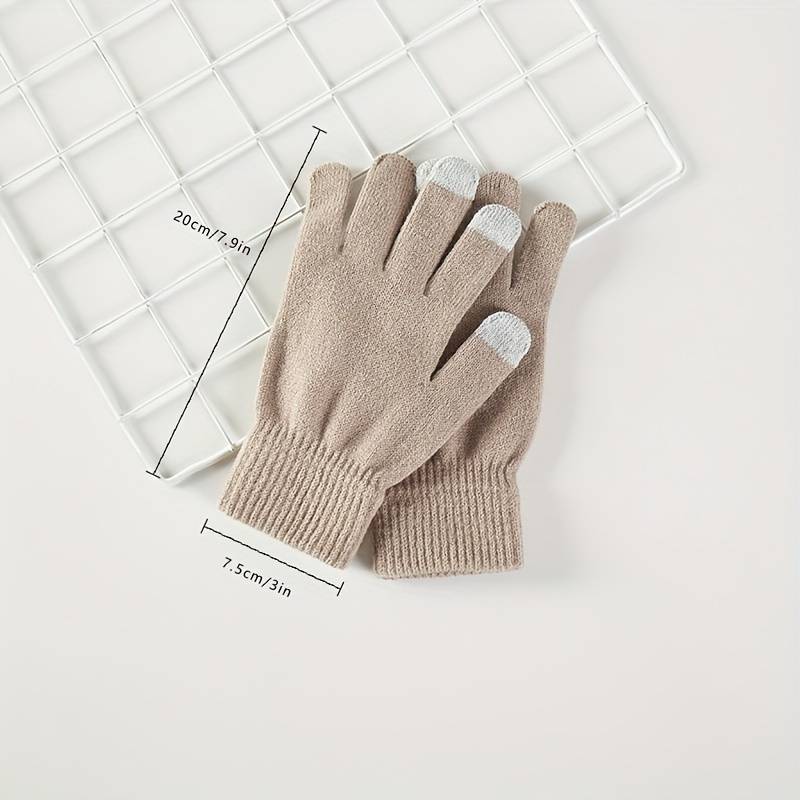 1 Pair Beige Warm Gloves