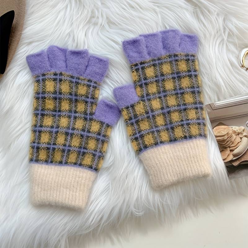 1 Pair Wrap Five Fingers Sugar Color Warm Gloves