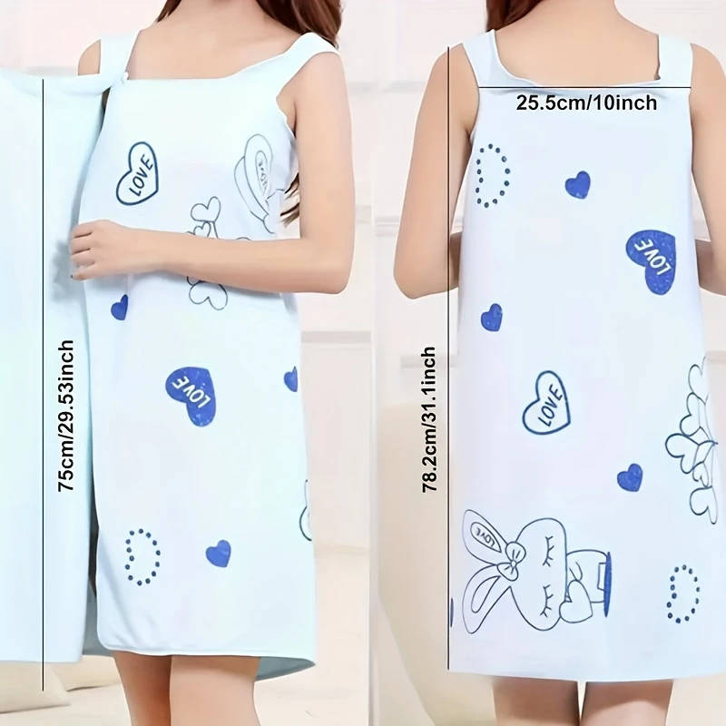 1pc Cute Rabbit Bath Wrap Towel Absorbent Quick-drying Wearable Bath Towel For Women Super Soft Bat