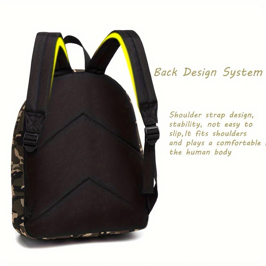 1pc Stylish Camouflage Youngsters' Backpack Lightweight Durable Polyester with Adjustable Straps Zip