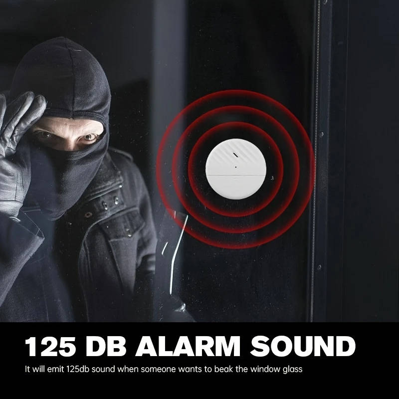 1Pc Vibration Alarm Sensor 125Db Glass Breakage Anti Theft Security Easy Installation Earthquake War