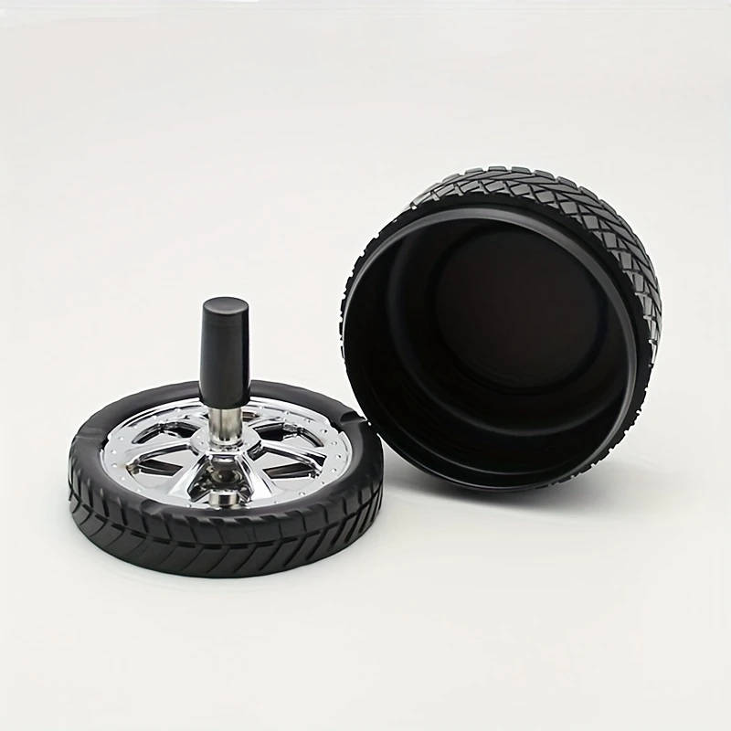 1pc Outdoor Cigarette Ashtray With Swivel Lid Tire Style Ashtray Windproof Swivel Smokeless Ashtray