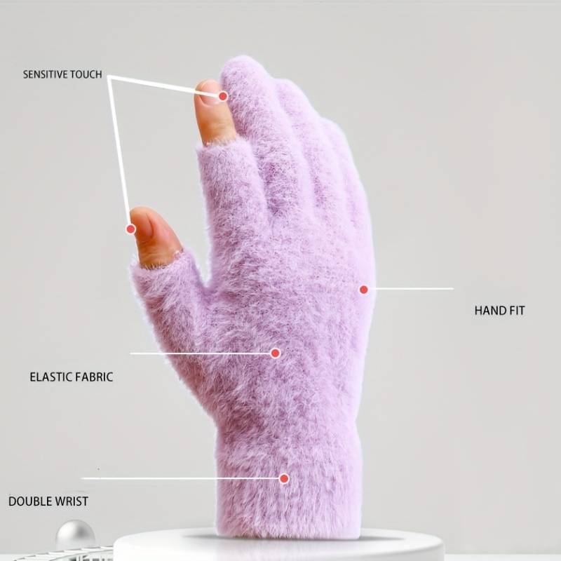 1 Pair Black Warm Gloves