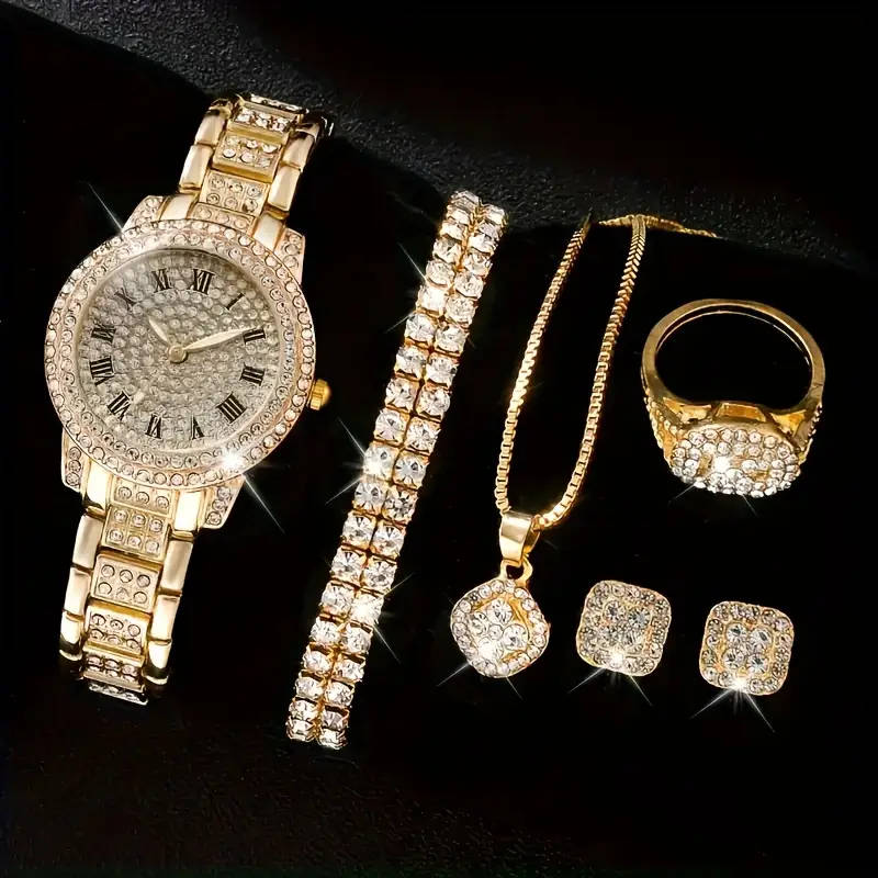 6Pcs Women Quartz Watch Jewelry Set