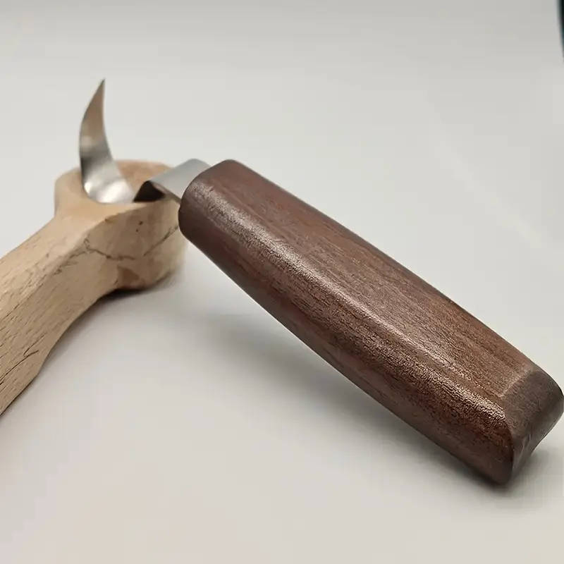 8pcs Walnut Wood Chrome Vanadium Steel Knife Set Includes Carving Wood Shaping Spoon Carving Tools i