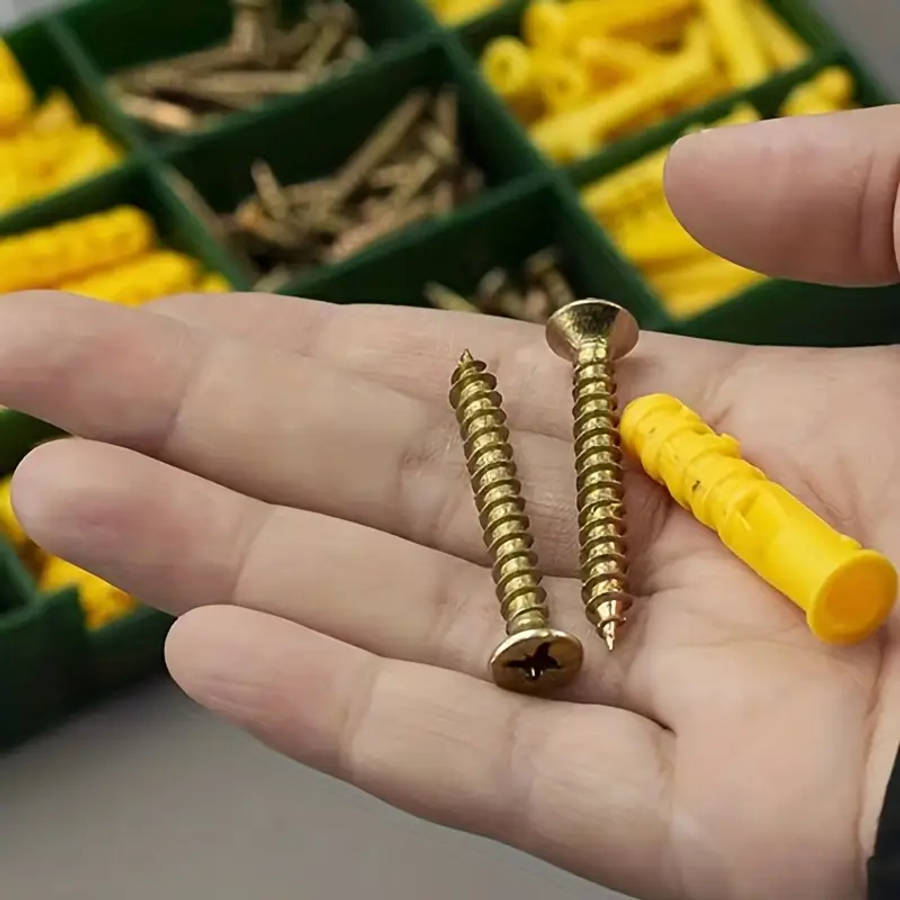 180 Pcs Self Tapping Screws With Plastic Expansion Tube In Box