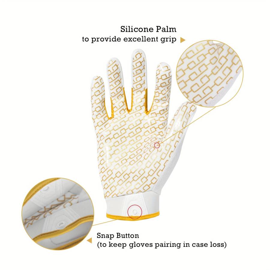 1 Pair White Golden Size M Outdoor Sports Gloves