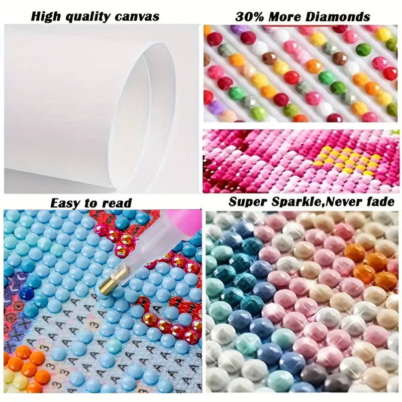 1pc Large Size 30x40cm 11.8x15.7Inch Canvas Round Diamond Shape Full Rhinestone Painting 5D Diamond