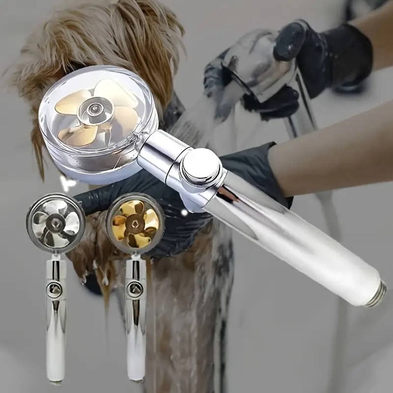 Shower Head Water Saving High Pressure Turbo Propeller Flow Showerhead With Fan Built-in Filter Rain
