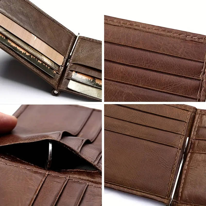 JEEP Men's Slim Genuine Leather Wallet, Ultra-Thin Money Clip