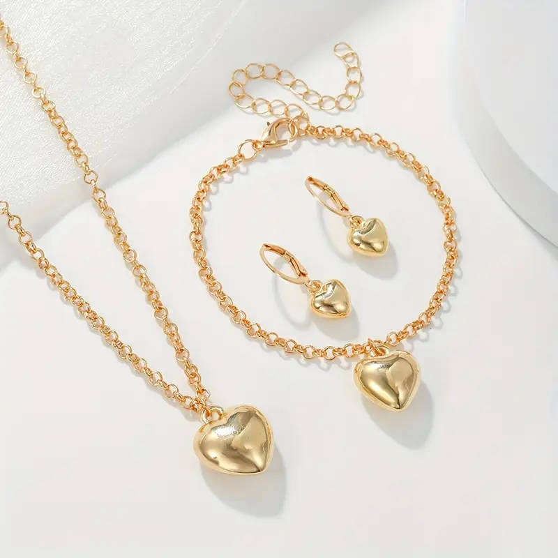 1 Pair Earrings + 1 Bracelet + 1 Necklace Jewelry Set