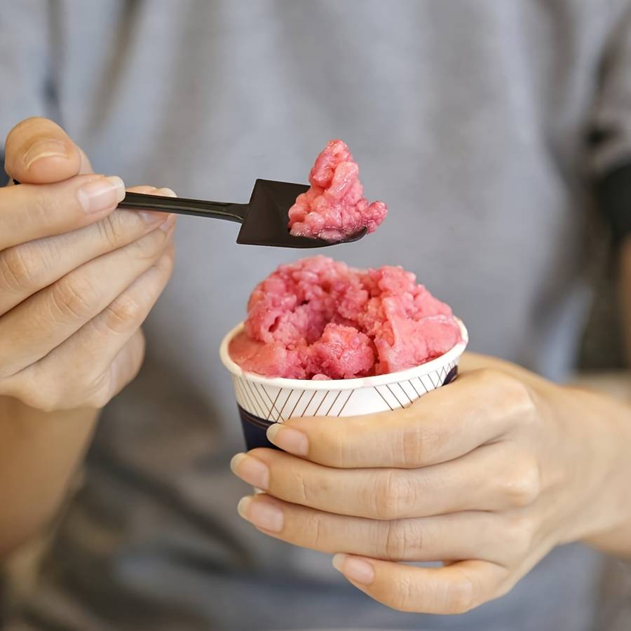 50pcs Plastic Disposable Mini Ice Cream Dessert Scoop Pudding Yogurt Scoop Spoon Shovels Suit