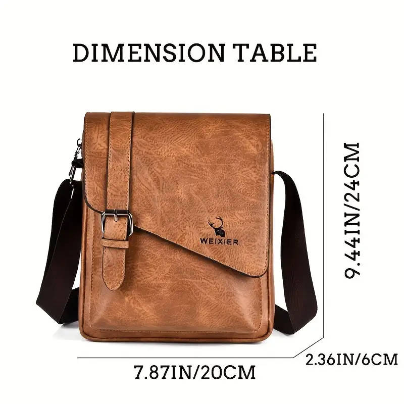 1pc Men's New Shoulder Bag Messenger Handbag Casual Fashion New Pu Material Bag