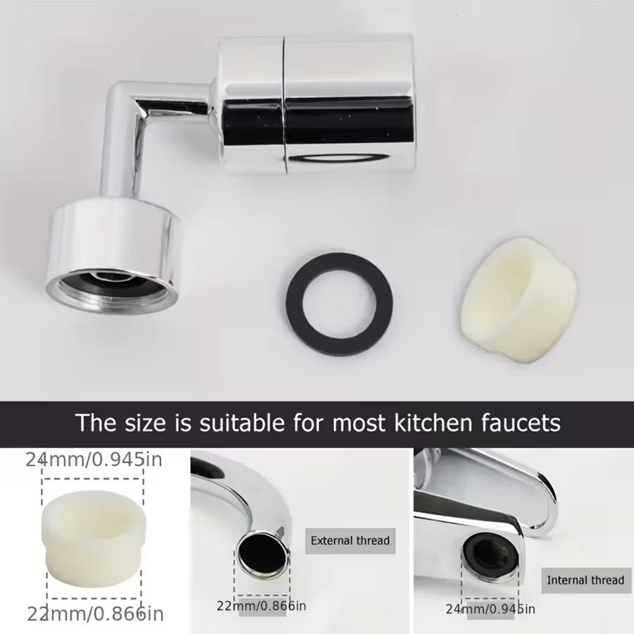 1 Piece Chrome Faucet Sink 720 Degrees Rotatable