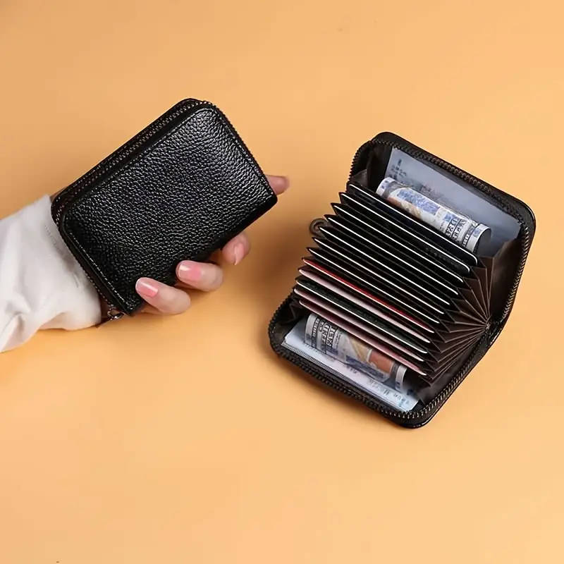1pc Men's PU Leather Casual Card Holder Zipper Coin Purse