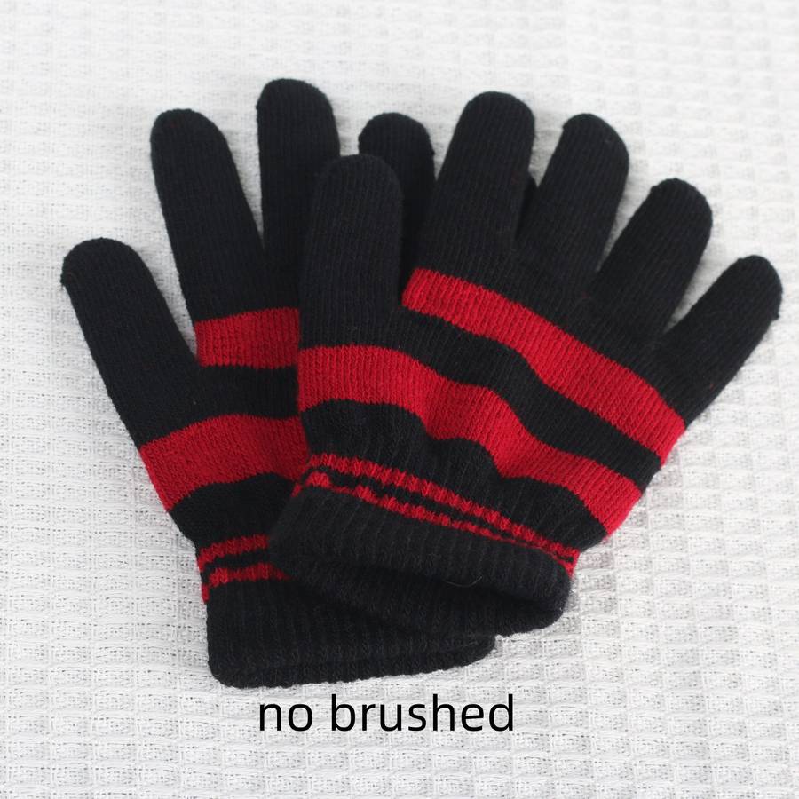 1 Pair Jujube Red Plus Black Style Ordinary No Velvet Warm Gloves