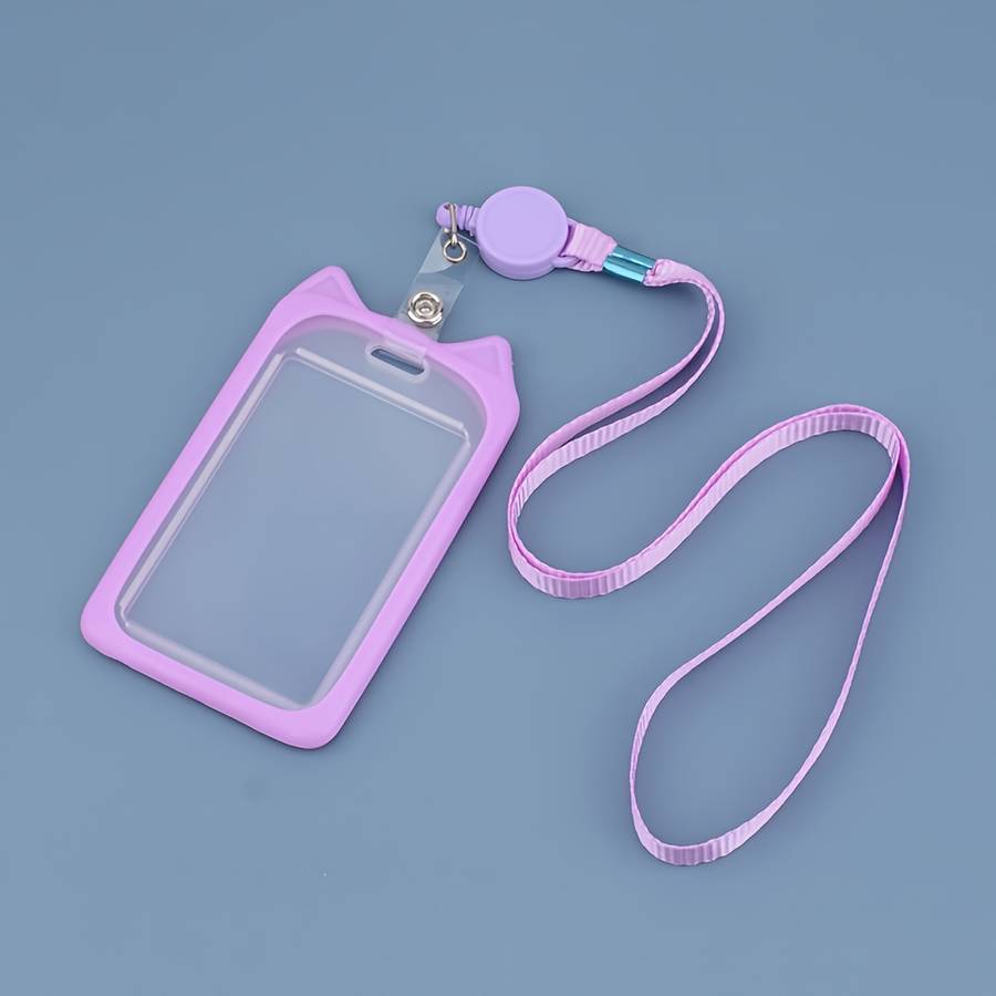1pc 1 Cat Ear Card Holder Fashion Multi-purpose Student ID Adult Employee Bus Card Work Certificat
