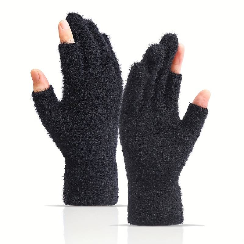 1 Pair Black Warm Gloves