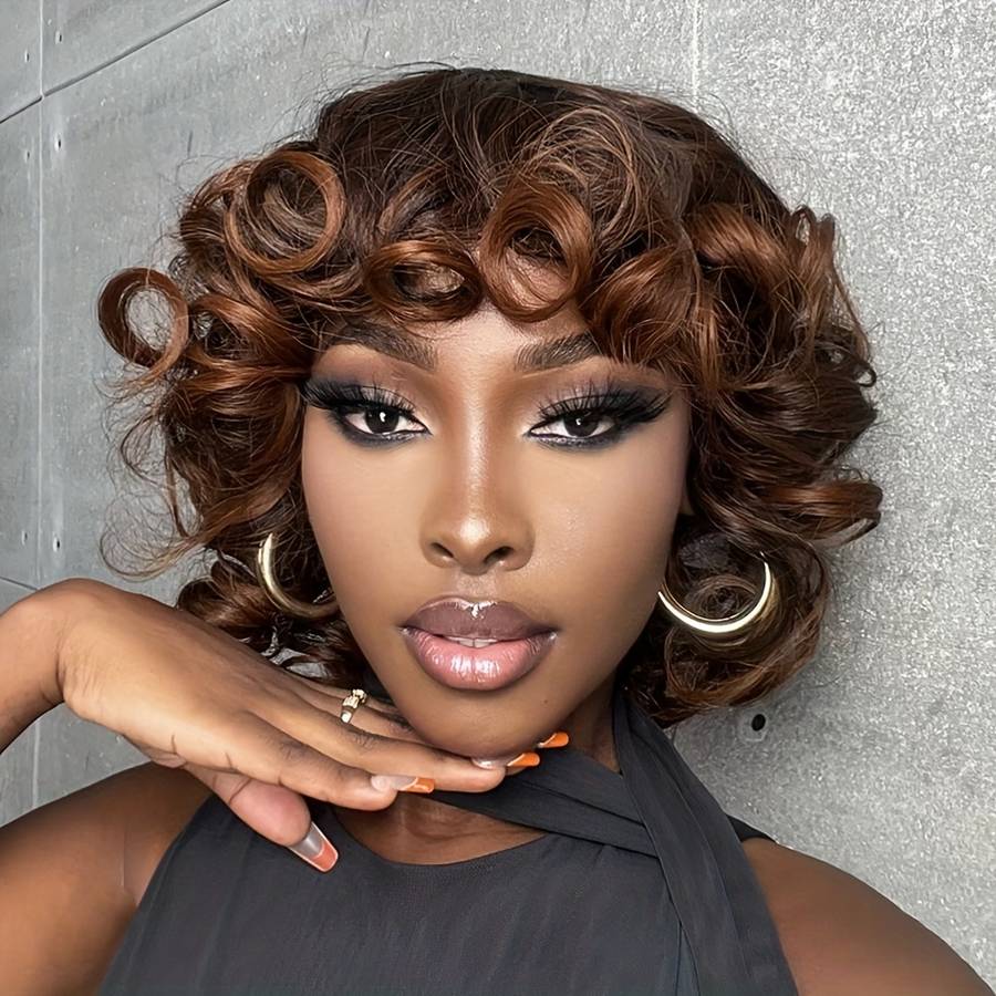 1Pc Natural Black 35.56cm Fashion Design Wig