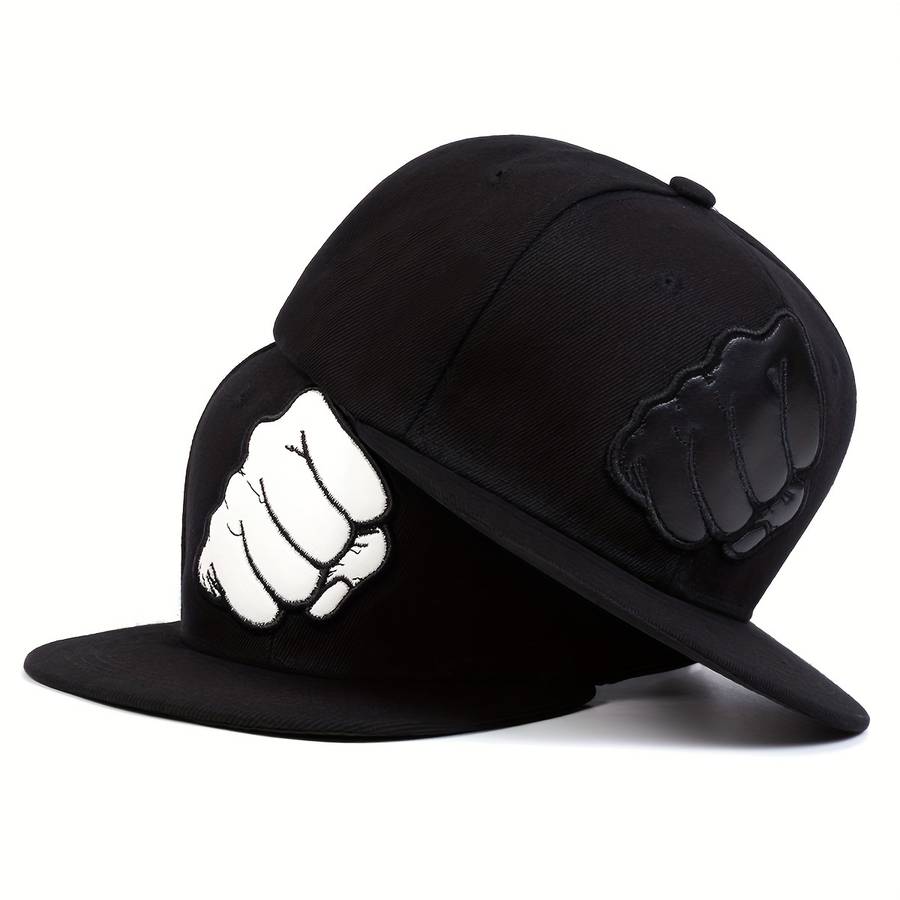 Fist Patched Baseball Cap Outdoor Sun Hat Flat Brim Cap Adjustable Casual Hat