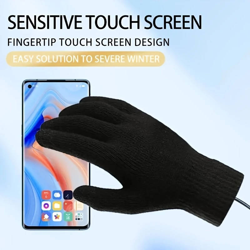 1Pair Of Usb Electric Heating Warm Gloves Heated Gloves With 3D Material For Anti Wear And Wear Resi