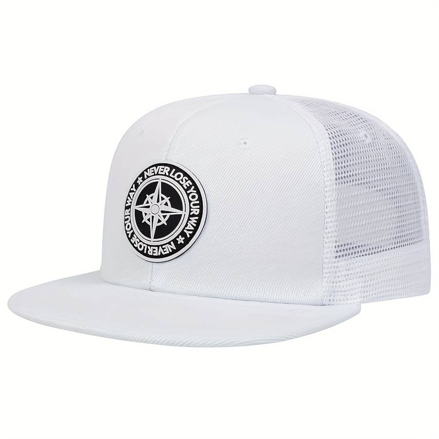 Round Logo Decor Baseball Cap Solid Color Unisex Casual Snapback Hat Adjustable Lightweight Sun