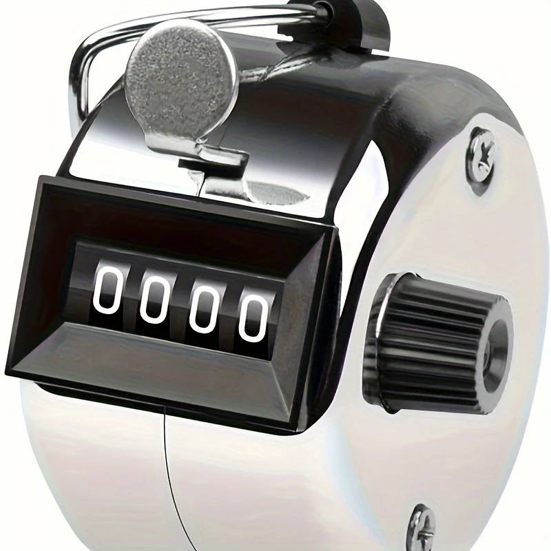 1pc Iron Handheld 4-Digit Clicker Counter Non-Rechargeable Metal Tally for Counting Knitting Coachin