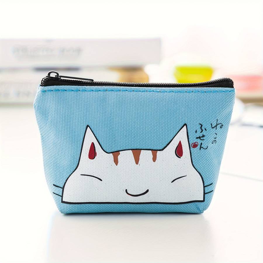 1pc Adorable Cartoon Cat Wallet Small Girl Storage Bag Coin Purse Portable Creative Handheld Key Ho